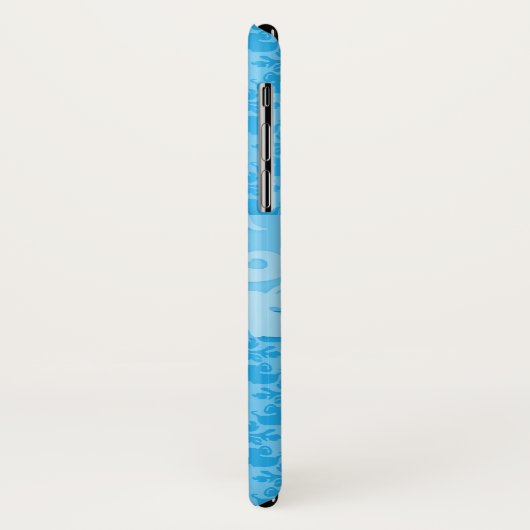 Damask sky blue name iphone case (Achterkant/links)