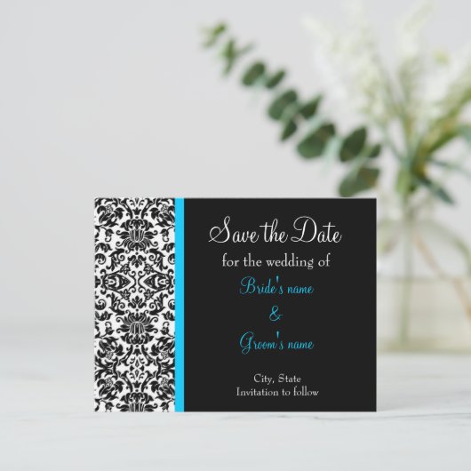 Damask slaat de datum op aankondigingskaart (Staand voorkant)