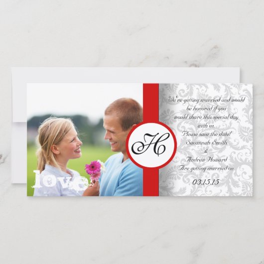 Damask slaat de datum op save the date (Voorkant)
