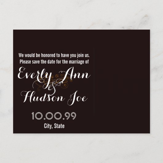 Damask slaat de datum waarop je foto is verzameld  aankondigingskaart (Achterkant)