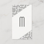 Damask Slanted Modern Monogram Visitekaartje (Voorkant)
