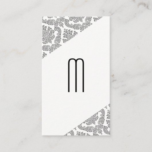 Damask Slanted Modern Monogram Visitekaartje (Voorkant)