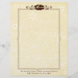 Damask sneeuwvlok kerstmenu briefhoofd
