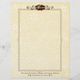 Damask sneeuwvlok kerstmenu briefhoofd