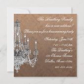 Damask Sofa Chandelier Housewarming Party Kaart (Achterkant)