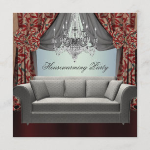 Damask Sofa Chandelier Housewarming Party Kaart