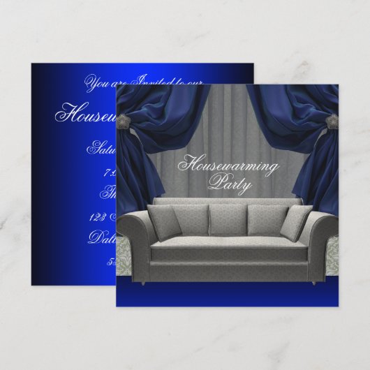 Damask Sofa Elegant Drapes Housewarming Party Kaart (Voorkant / Achterkant)