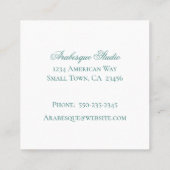 Damask, Sophisticated Blauw en Wit Vierkante Visitekaartje (Achterkant)