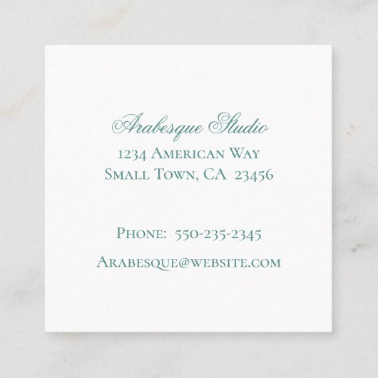 Damask, Sophisticated Blauw en Wit Vierkante Visitekaartje (Achterkant)