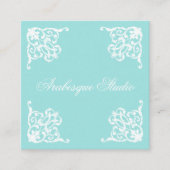 Damask, Sophisticated Blauw en Wit Vierkante Visitekaartje (Voorkant)