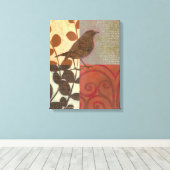 Damask Sparrow Canvas Afdruk (Insitu (Houten vloer))