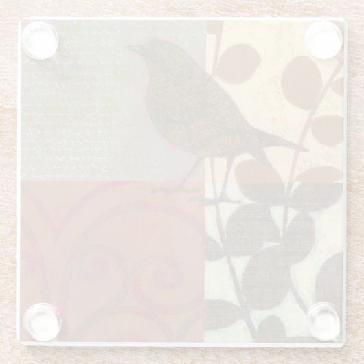 Damask Sparrow Glazen Onderzetter (Achterkant)