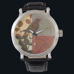 Damask Sparrow Horloge<br><div class="desc">Deze hedendaagse kunstfoto van een bruine dunne en andere op collage geïnspireerde details zal een personage toevoegen aan elke woonkamer of eetkamer. Het afbeelding omvat een rood en bruin kleurenthema. Deze prachtige en unieke kunstfoto van kunstenaar Norman Wyatt vandaag.</div>