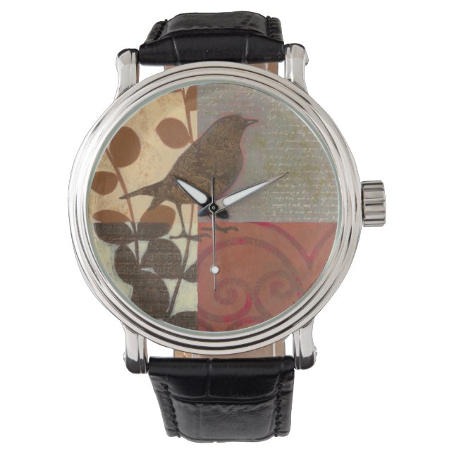 Damask Sparrow Horloge (Voorkant)