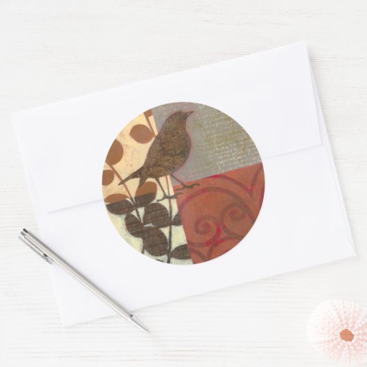 Damask Sparrow Ronde Sticker (Envelop)