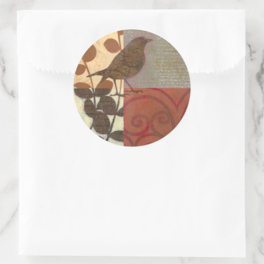 Damask Sparrow Ronde Sticker (Tas)