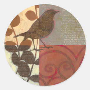 Damask Sparrow Ronde Sticker