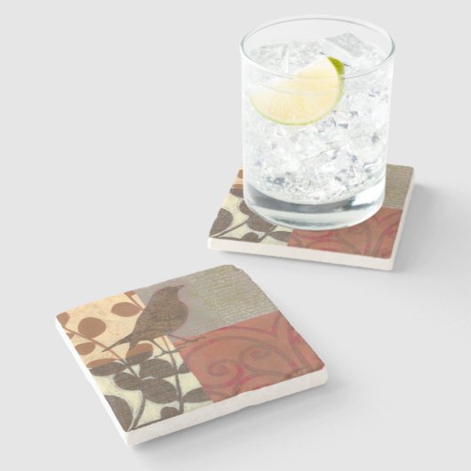 Damask Sparrow Stenen Onderzetter (Zijkant)