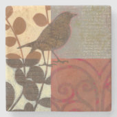 Damask Sparrow Stenen Onderzetter (Voorkant)