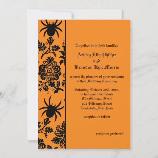 Damask Spider Wedding Invitation Kaart (Voorkant)