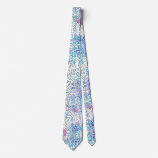 Damask Spring Blue Floral Pattern Stropdas (Voorkant)