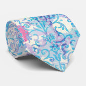 Damask Spring Blue Floral Pattern Stropdas (Opgerold)