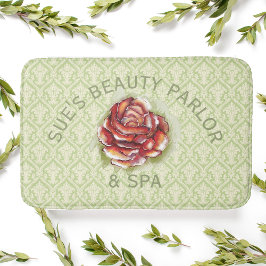 Damask Spring Green Pattern With Rose Badmat