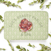 Damask Spring Green Pattern With Rose Badmat