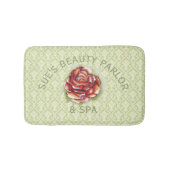 Damask Spring Green Pattern With Rose Badmat (Voorkant)