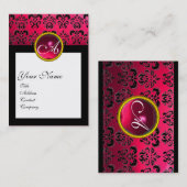 DAMASK SQUARE MONOGRAM, fuchsie, rode ruby Visitekaartje (Voorkant / Achterkant)