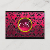 DAMASK SQUARE MONOGRAM, fuchsie, rode ruby Visitekaartje (Achterkant)