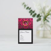 DAMASK SQUARE MONOGRAM, fuchsie, rode ruby Visitekaartje (Staand voorkant)