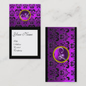 DAMASK SQUARE MONOGRAM, paars, violet Visitekaartje (Voorkant / Achterkant)