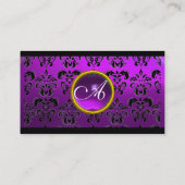 DAMASK SQUARE MONOGRAM, paars, violet Visitekaartje (Achterkant)
