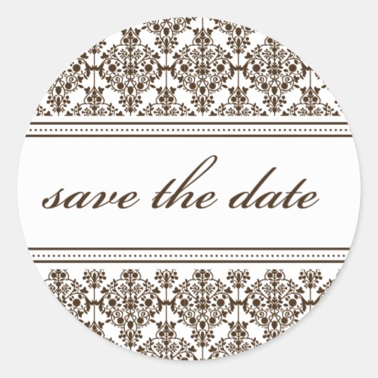 Damask sticker, bewaar de datum ronde sticker (Voorkant)