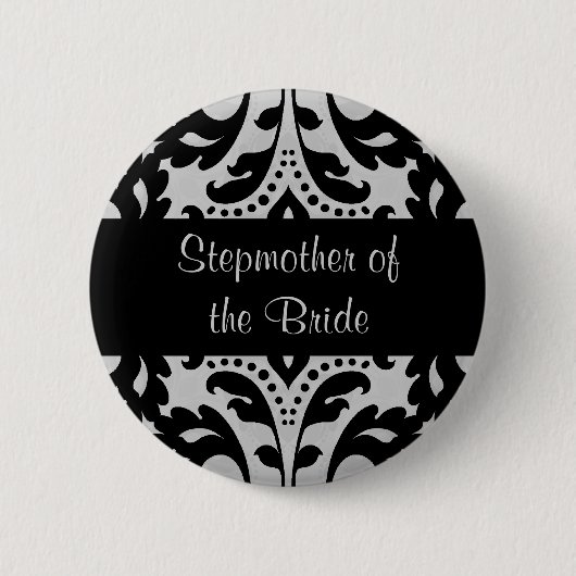 Damask stiefmoeder bruid ronde button 5,7 cm (Voorkant)