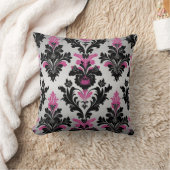 Damask stijl Kussen Roze, Zwart en Zilver (Deken)