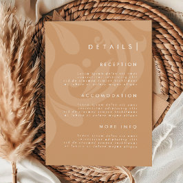 Damask Stijlvolle Oker Wedding Details Informatiekaartje
