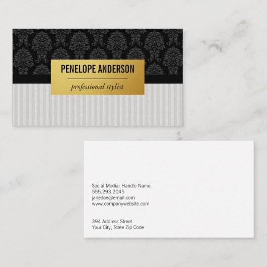 Damask & Strepen Visitekaartje (Voorkant / Achterkant)
