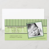 Damask & Stripes Lime Green Geboorteaankondiging Aankondiging (Voorkant / Achterkant)