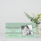 Damask & Stripes Mint Groene Geboorteaankondiging Aankondiging (Staand voorkant)