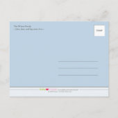 Damask & Stripes Periwinkle Geboorteaankondiging Aankondigingskaart (Achterkant)