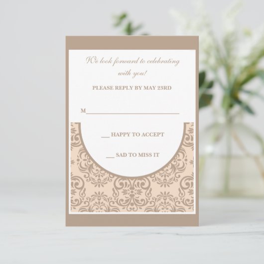 Damask Style Reply Kaart (Staand voorkant)