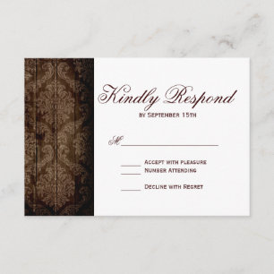  Damask Sunflower Rustic Wedding RSVP-kaarten RSVP Kaartje