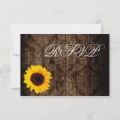  Damask Sunflower Rustic Wedding RSVP-kaarten RSVP Kaartje (Achterkant)