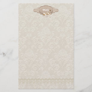 Damask Swan Elegance Briefpapier