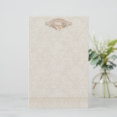 Damask Swan Elegance Briefpapier (Staand voorkant)