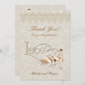 Damask Swan Elegance - Dank je Bedankkaart (Voorkant / Achterkant)