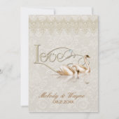 Damask Swan Elegance Ivoor - Uitnodiging voor brui (Voorkant)