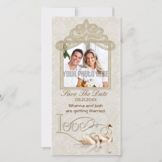 Damask Swan Elegance - Save the Date (Voorkant)